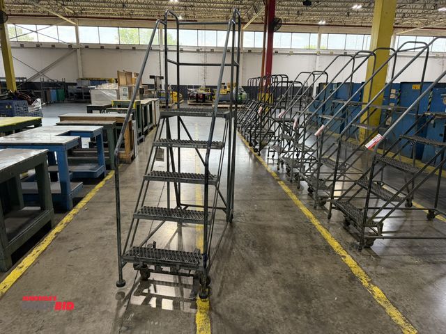 Lot 1-5195 - (1) Cotterman 800 lb. capacity, 5-step rolling warehouse safety ladder.