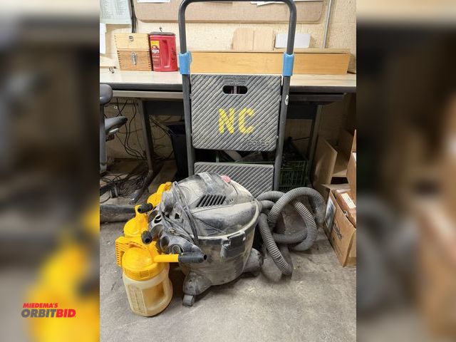 Lot 1-16388 - Lot including (1) Dayton, model 3VE18A, approx. 5 gallon capacity wet/dry vac, with (3) Trico 2.25 q...