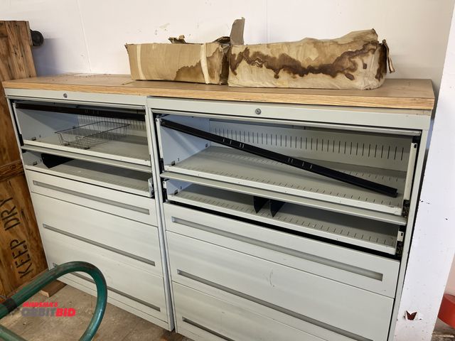 Lot 1-6133 - Lot of (2) file cabinets, 42" x 18" deep x 52" tall.