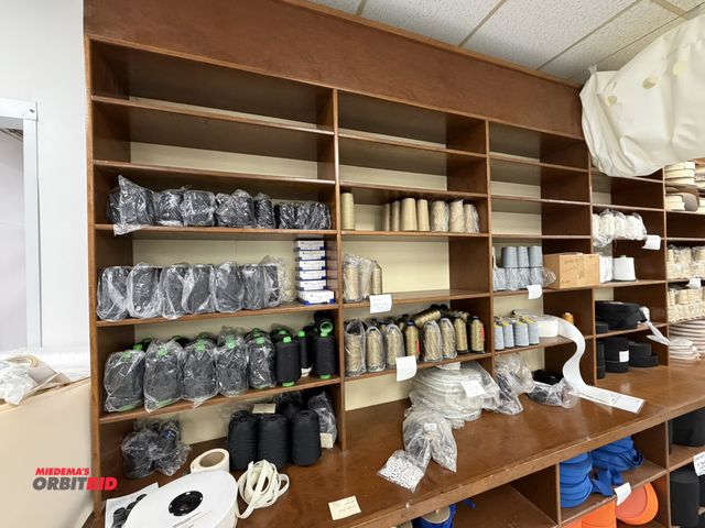 Lot 1-4898 - Entire contents of upper shelf unit, includes various spools of nylon string, dual duty platinum, ny...