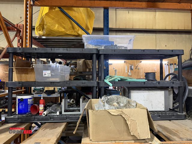 Lot 1-18542 - Entire content of shelf shown in photos, includes (2) 36" width x 28" height x 18" depth modular pla...
