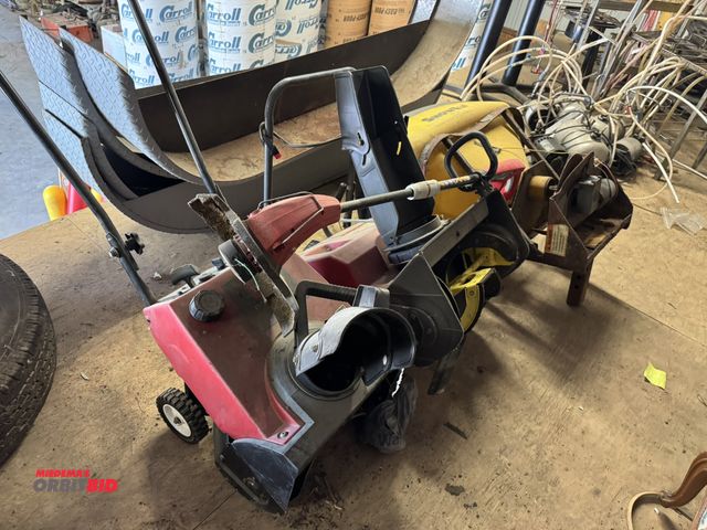 Lot 1-14243 - (1) Toro Powerlite 16" snowblower, (1) 20" snowblower, for parts or repair, (1) Snow EX tailgate spr...