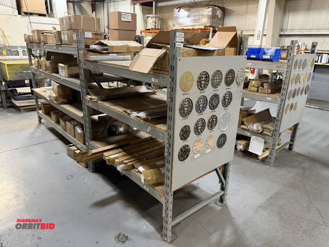 Lot 1-18909 - (2) Penco heavy duty shelving units, 36" depth x 72" height with adjustable cross beams, with conten...