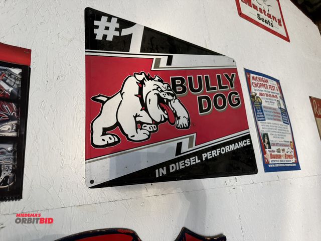 Lot 1-8169 - (1) 24" x 18" tin "Bully Dog" garage sign.