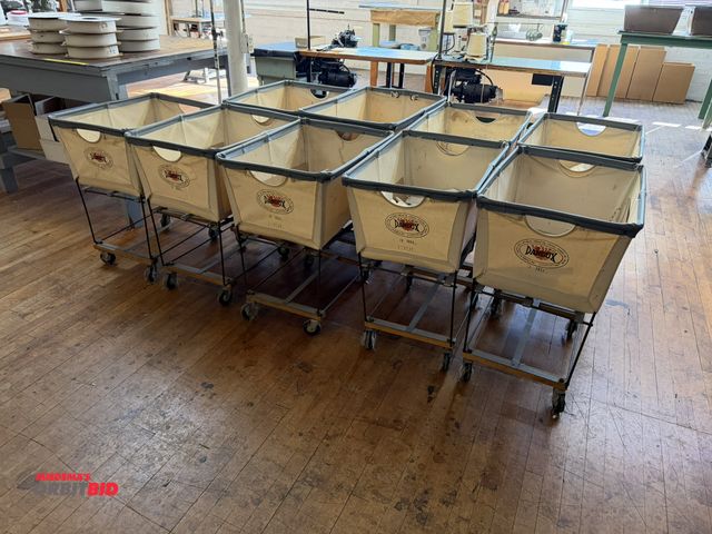 Lot 1-4761 - Lot of (7) Dandux 3-bushel canvas product carts, and (2) Dandux 6-bushel canvas carts.