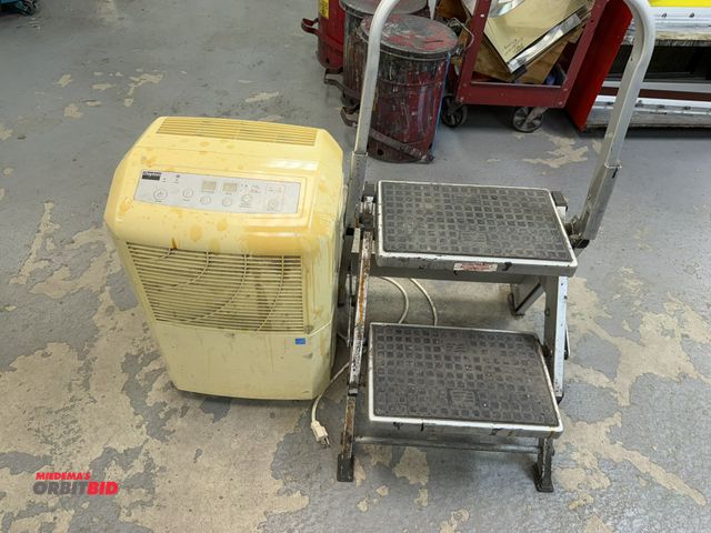 Lot 1-18996 - (1) Little Jumbo aluminum safety step ladder, and (1) Dayton dehumidifier.