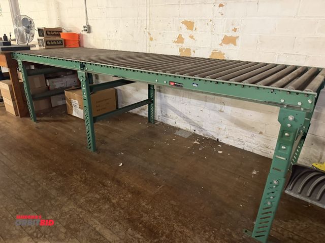 Lot 1-4915 - (1) Roach roller conveyor section, 11' long, adjustable height legs, 36.5" rollers.
