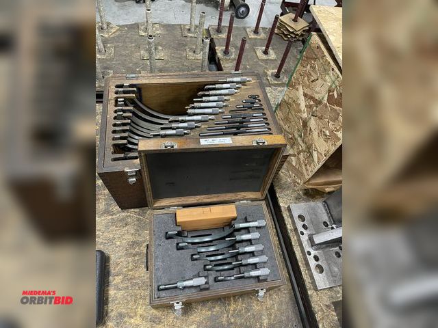 Lot 1-19395 - (2) partial micrometer sets, 1 is NSK up to 12", and 1 Mitutoyo set with wood case, 0-6".