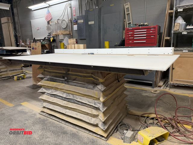 Lot 1-16686 - (1) Southworth pneumatic lift table, 200 lb. capacity, foot pedal control, custom poly top, 86" x  4...