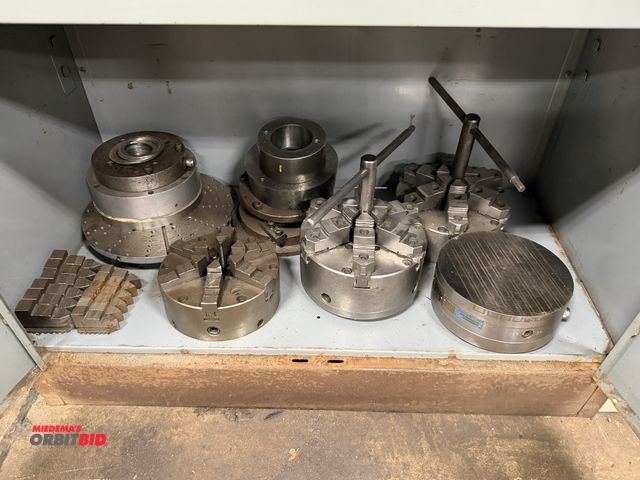Lot 1-12515 - Lot including (1) 7.5" 6-jaw chuck, (1) 8" diameter permanent magnetic chuck, and (2) 8" 6-jaw chuck...
