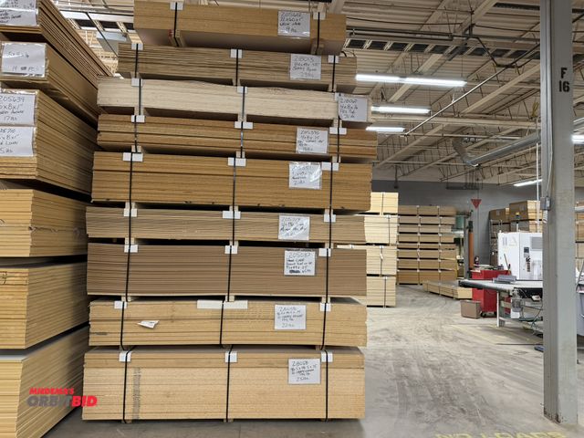 Lot 1-17435 - Lot of (9) bundles of assorted plywood, MDF, and particle board, details shown on tags in photos, wi...