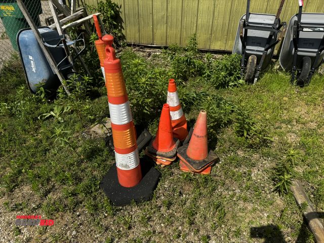 Lot 1-14268 - Lot of (2) traffic safety cones, and (10) assorted size orange safety cones.