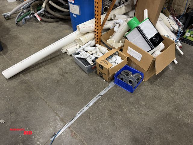 Lot 1-18666 - Large lot of assorted PVC pipe, and assorted elbows, and fittings.