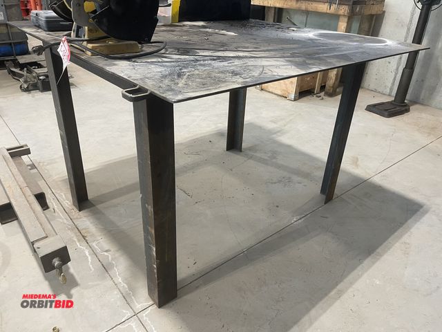 Lot 1-18771 - (1) Steel welding style table, 48.5" x 48" with 1/4" top, legs are 3 x 3 right angle.