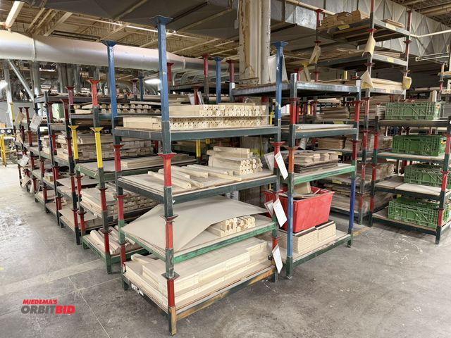Lot 1-16479 - (2) rows of racks, 48" x 35.5" x 9" tall, with contents of wood, winning bidder responsible for prop...