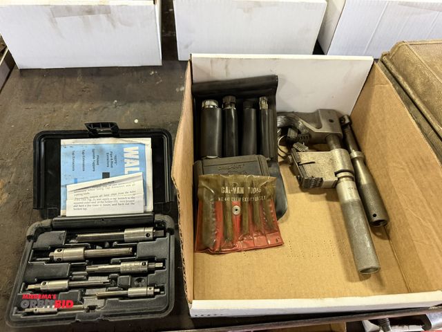 Lot 1-18509 - (1) Walton Tools tap extractor set, (1) screw extractor set, drill out power extractor, thread repai...