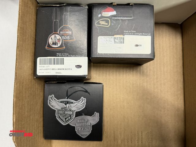 Lot 1-8278 - Lot of collectible Harley Davidson Christmas ornaments, includes (1) 2015 Biker Santa bell ornament,...