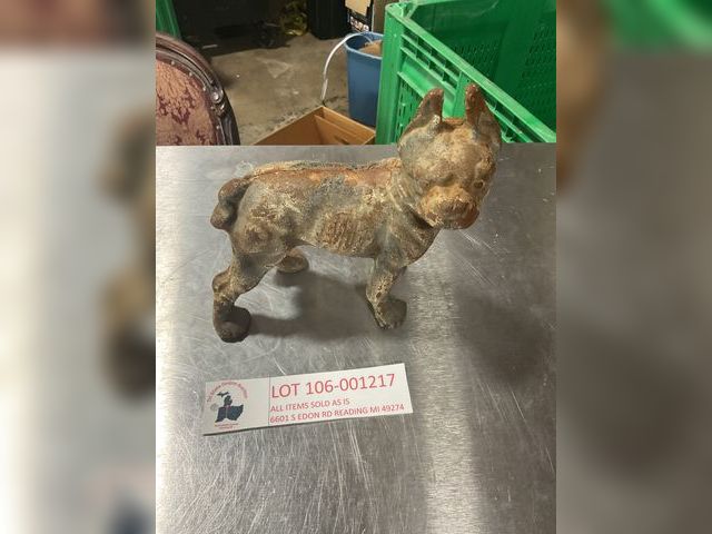 Lot 106-001217 - Boston terrier stone statue.