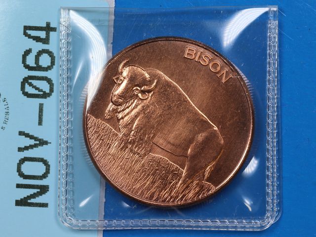 Lot 108-064 - 1oz 999 COPPER ROUND BISON BUFFALO EAGLE BULLION ROUND