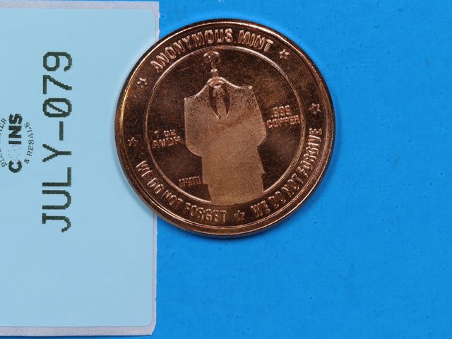 Lot 108-079 - 1oz COPPER ANNONYMOUS MINT BITCOIN COPPER ROUND