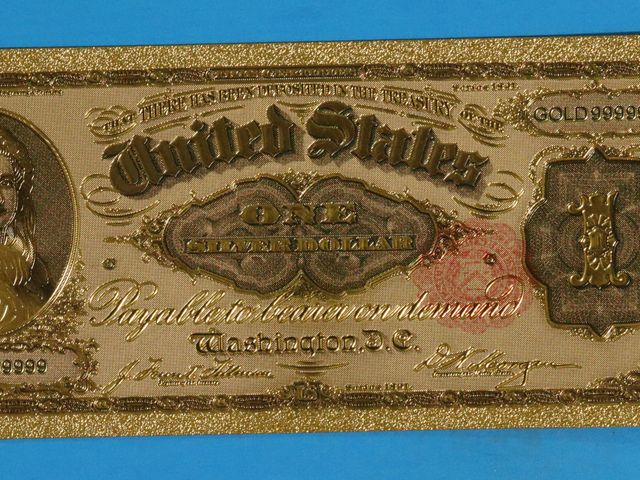 Lot 108-222 - 1891 $1 MARTHA WASHINGTON SILVER CERTIFICATE GOLD FOIL NOTE