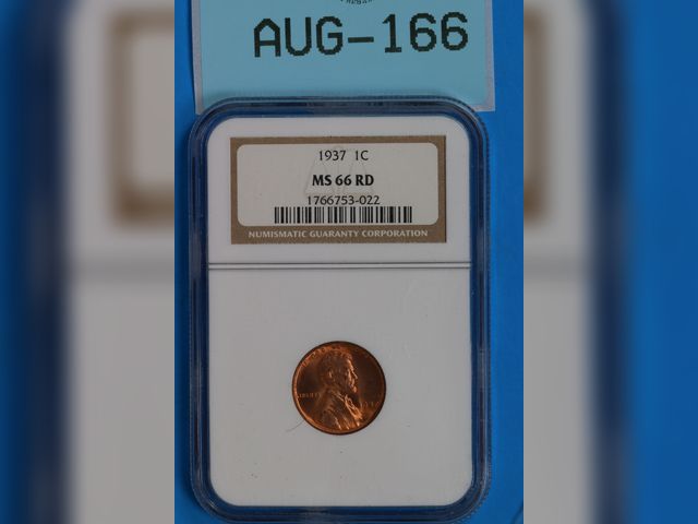 Lot 108-166 - 1937 1C LINCOLN WHEAT CENT NGC MS66 RD GRADED SLAB PENNY COIN RED