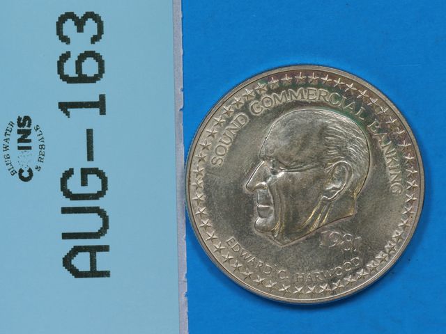 Lot 108-163 - VINTAGE 1981 1oz SILVER EDWARD HC. HARWOOD SOUND COMMERCIAL BANKING ONE OUNCE SILVER FOR INTEGRITY T...