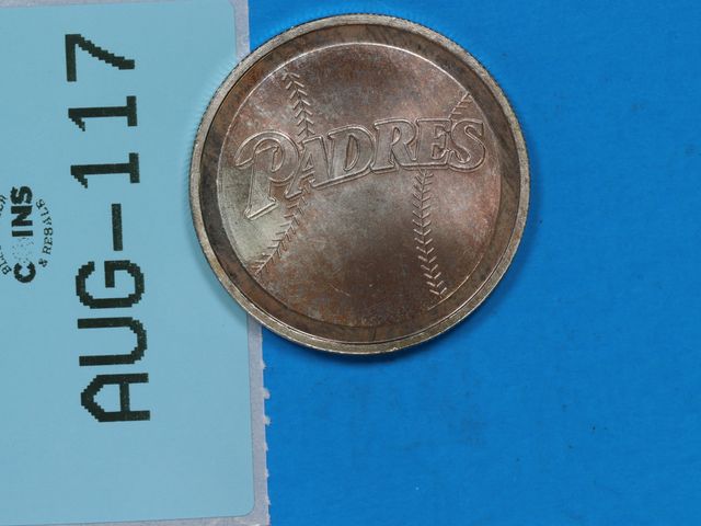 Lot 108-117 - 1985 1oz SILVER SAN DIEGO PADRES BASEBALL 999 SILVER ONE TROY OUNCE SILVER