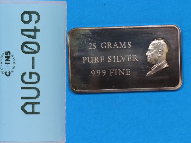 Lot 108-049 - 25 GRAMS PURE SILVER DWIGHT EISENHOWER .999 FINE SILVER