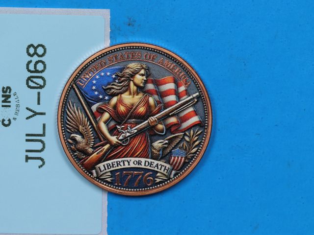 Lot 108-068 - 1oz COLORIZED COPPER LIBERTY OR DEATH EAGLE USA