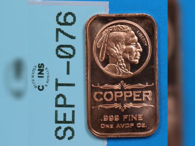 Lot 108-076 - 1oz COPPER BAR BUFFALO 999 FINE COPPER ONE AVDP OZ