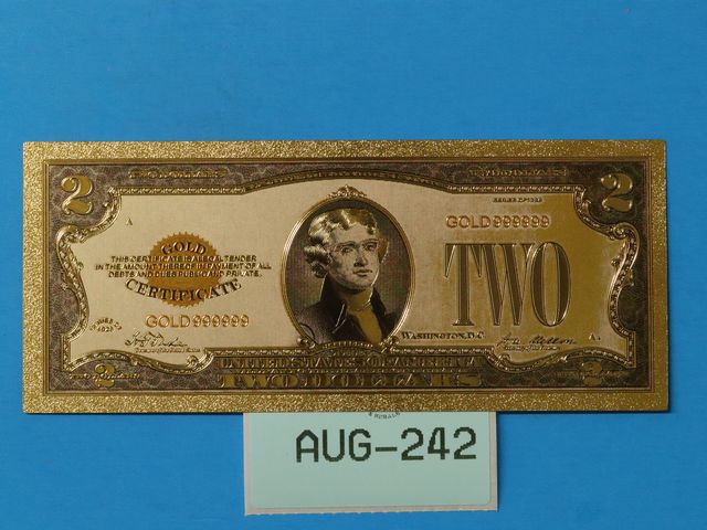 Lot 108-242 - $2 DOLLAR GOLD CERTIFICATE TWO DOLLARS GOLD FOIL NOTE