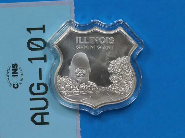 Lot 108-101 - 1oz SILVER ICONS ROUTE 66 SHIELD ONE TROY OUNCE .999 FINE SILVER ILLINOIS GEMINI GIANT ONE OUNCE SIL...
