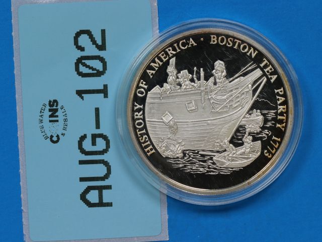 Lot 108-102 - HISTORY OF AMERICA BOSTON TEA PARTY 1773 COMMEMORATIVE COIN MEDAL HISTORY OF AMERICA