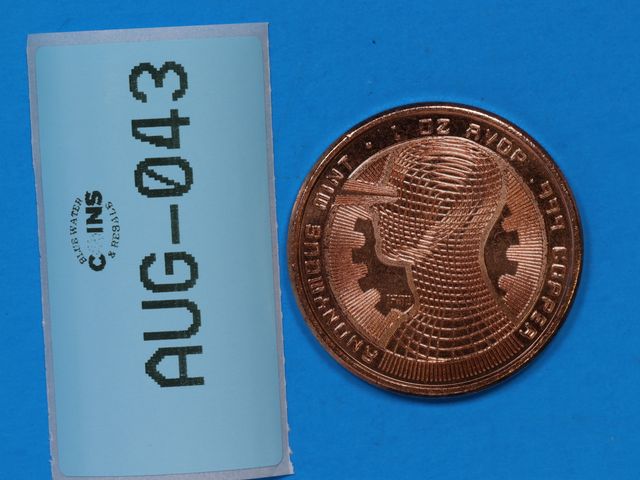 Lot 108-043 - 1oz COPPER ROUND BITCOIN GUARDIAN COPPER .999 FINE USA ONE A.V.D.P OUNCE