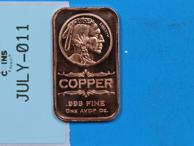 Lot 108-011 - 1oz 999 FINE COPPER BUFFALO HEAD BAR USA