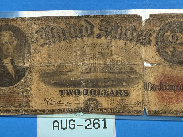 Lot 108-261 - 1917 U.S. LARGE $2 DOLLAR NOTE BRACELET BACK HORSE BLANKET CURRENCY BILL TWO DOLLAR
