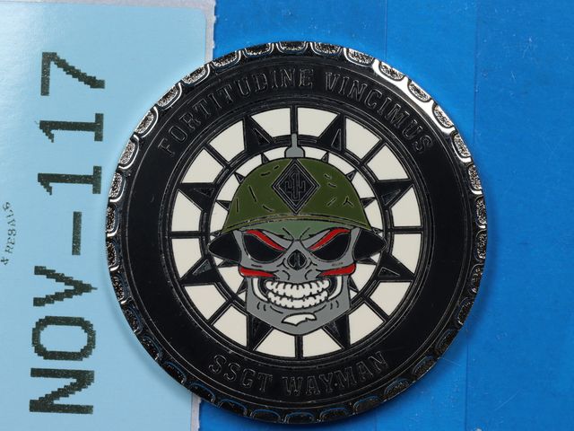 Lot 108-117 - FORTITUDINE VINCIMUS SSGT WAYMAN CHALLENGE COIN TOKEN ROUND MILITARY