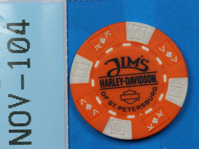 Lot 108-104 - ST PETERSBURG FLORIDA JIM'S HARLEY DAVIDSON POKER CHIP