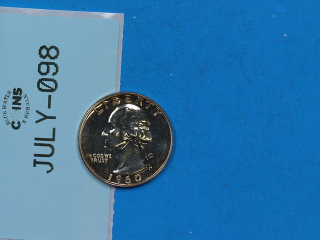 Lot 108-098 - 1960 25c WASHINGTON PROOF SILVER QUARTER DOLLAR US TYPE COIN