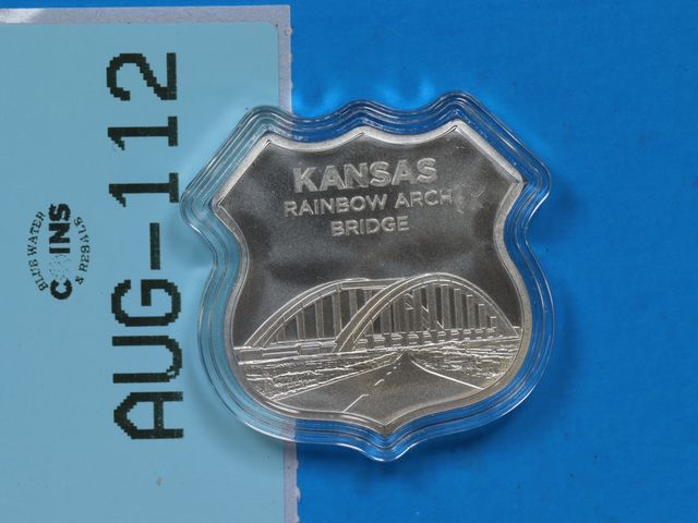 Lot 108-112 - 1oz SILVER ICONS ROUTE 66 SHIELD ONE TROY OUNCE .999 FINE SILVER KANSAS RAINBOW ARCH BRIDGE ONE OUNC...