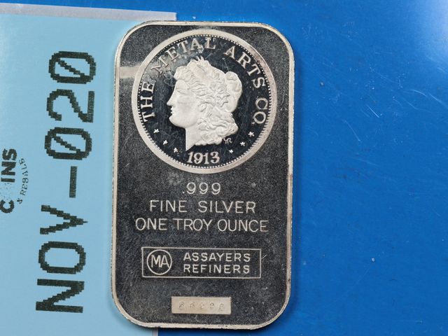 Lot 108-020 - 1oz 999 SILVER BAR METAL ARTS CO MORGAN HEAD DESIGN SILVER BULLION BAR