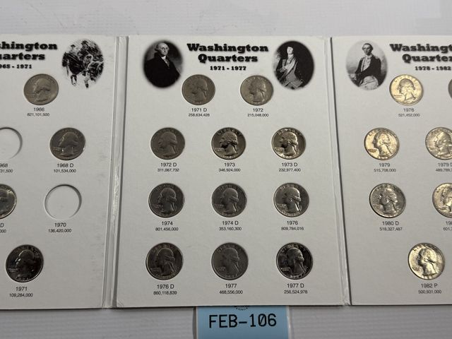 Lot 108-106 - WASHINGTON QUARTERS STARTING AT 1965 BOOK INCLUDED