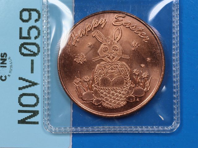 Lot 108-059 - 1oz 999 COPPER ROUND HAPPY EASTER DESIGN BULLION