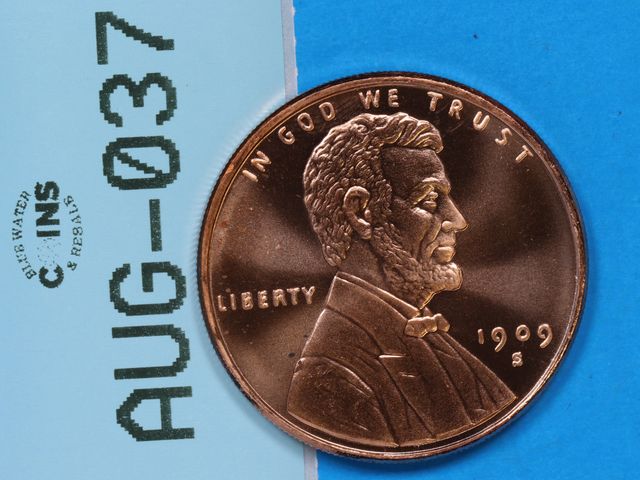 Lot 108-037 - 1909 S VDB 1oz COPPER ROUND LINCOLN PENNY COPPER .999 FINE ONE OUNCE GOLDEN STATE MINT