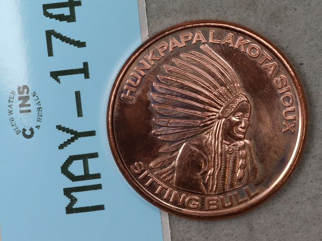Lot 108-174 - 1oz COPPER HUNKPAPA LAKOTA SIOUX SITTING BULL ONE A.V.D.P OUNCE 999 FINE COPPER USA