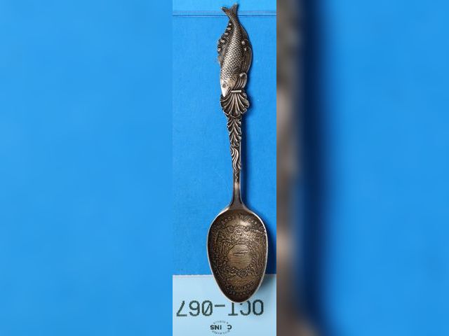 Lot 108-067 - STERLING SILVER SPOONS  STERLING SILVER SPOON ARCH ROCK MACKINAC ISLAND FISH MICHIGAN