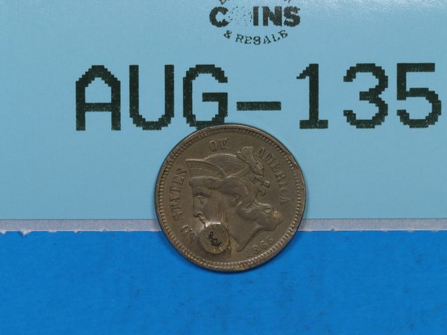 Lot 108-135 - 1865 3-CENT NICKEL EARLY U.S TYPE COIN