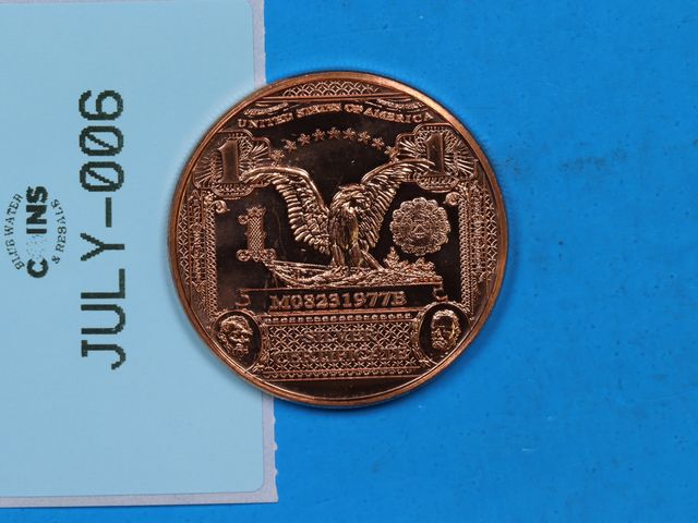 Lot 108-006 - I BLACK EAGLE DESIGN 1oz COPPER ROUND ARTBARMINT