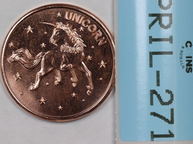 Lot 108-271 - 1oz COPPER UNICORN ONE A.V.D.P OUNCE 999 FINE COPPER USA